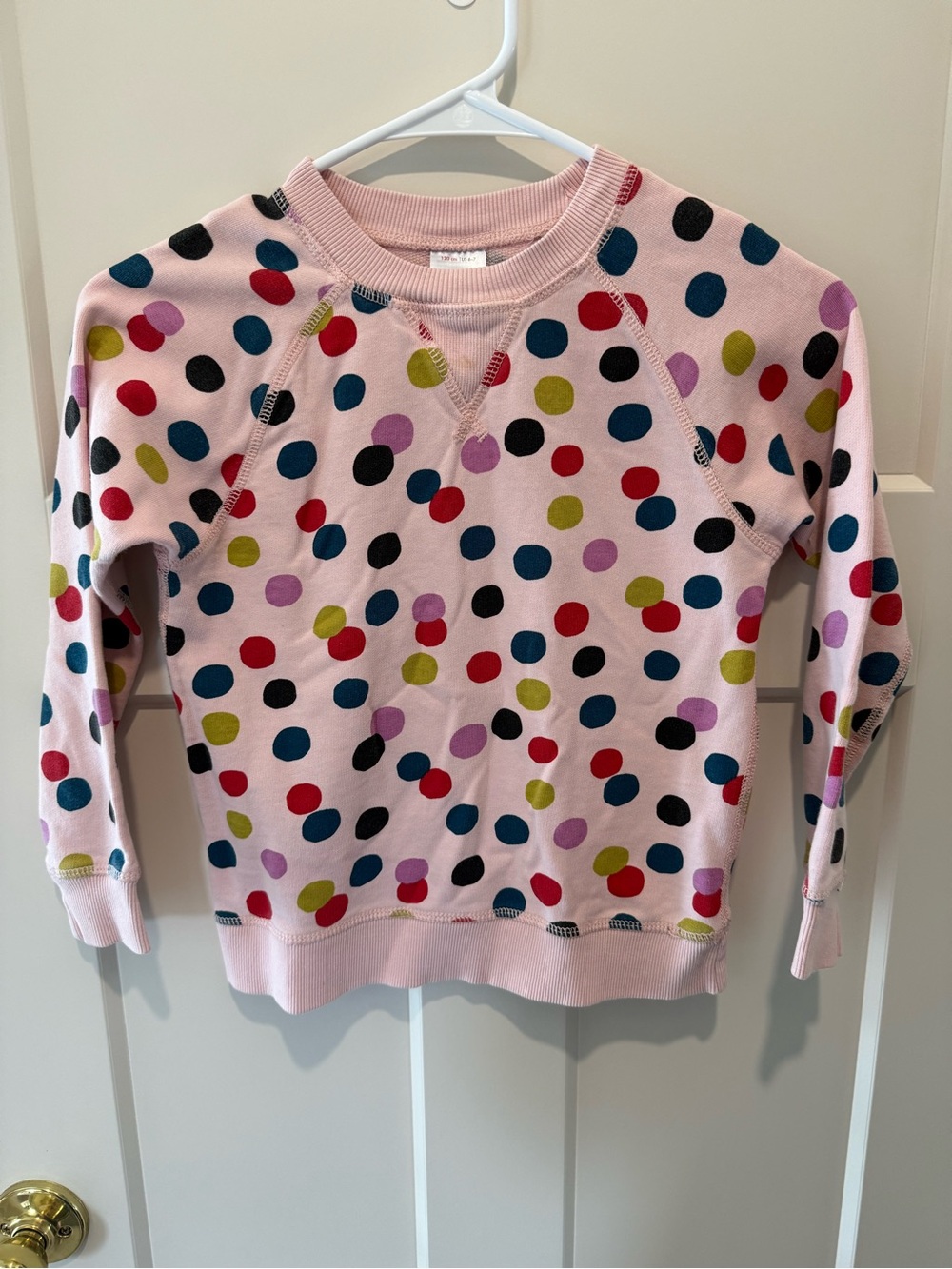 Hanna Andersson Pink Polka Dot Sweatshirt with Multicolor Dots